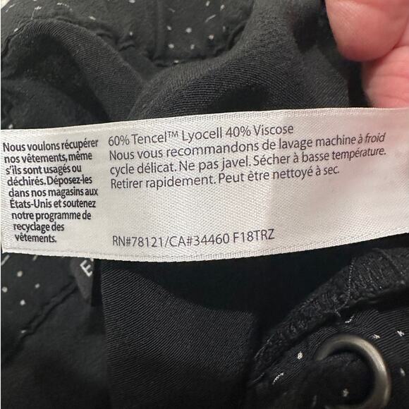 Eileen Fisher Wide Leg Pants With Drawstring & Pockets Black Morse Code Print, S - Picture 5 of 10